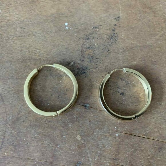 Golden Stainless Steel Earrings | Barely Used | In Great Condition - Picture 2 of 2